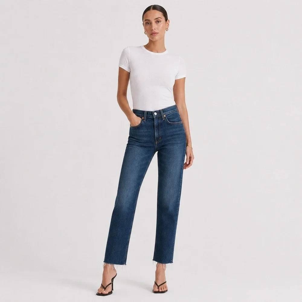 NEW Citizens of Humanity Jeans Women 25 Daphne Crop Blue Denim Raw Hem